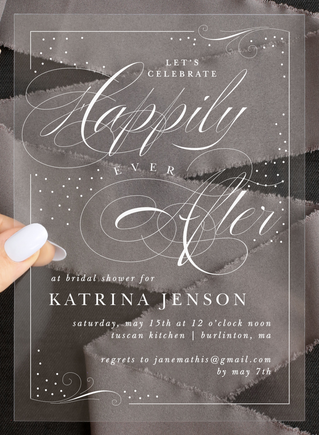 Happy Forever Clear Bridal Shower Invitations