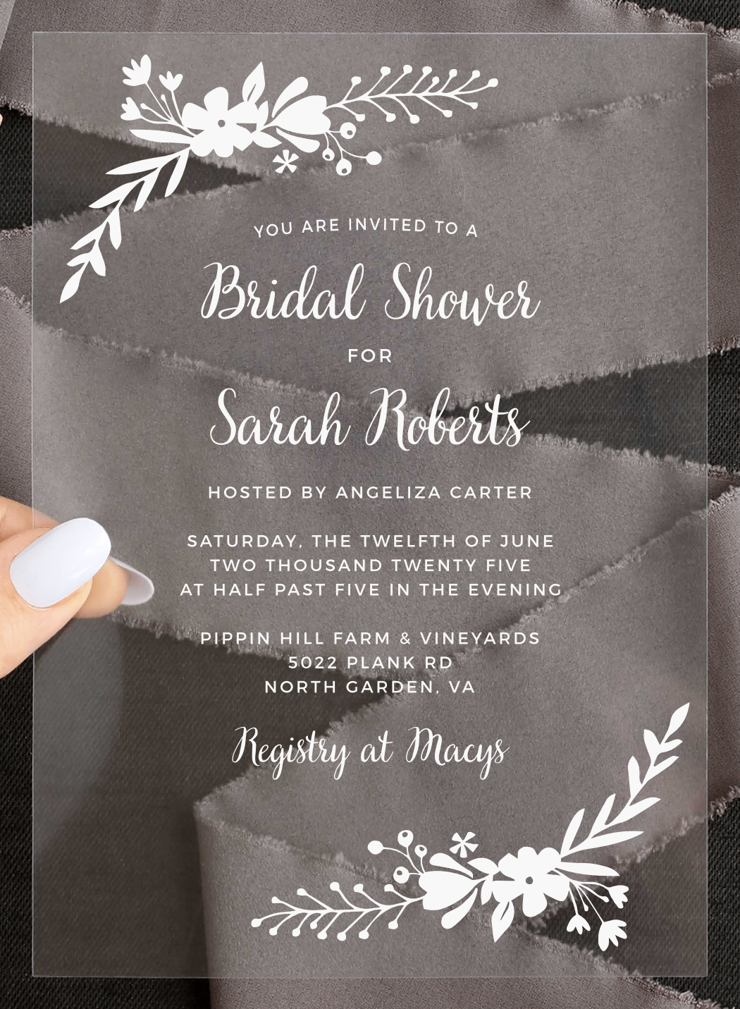Garden Party Clear Bridal Shower Invitations