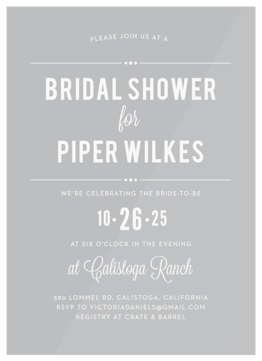 Invite your friends and family to the show of their life with our gorgeous Printed Playbill Clear Bridal Shower Invitations.