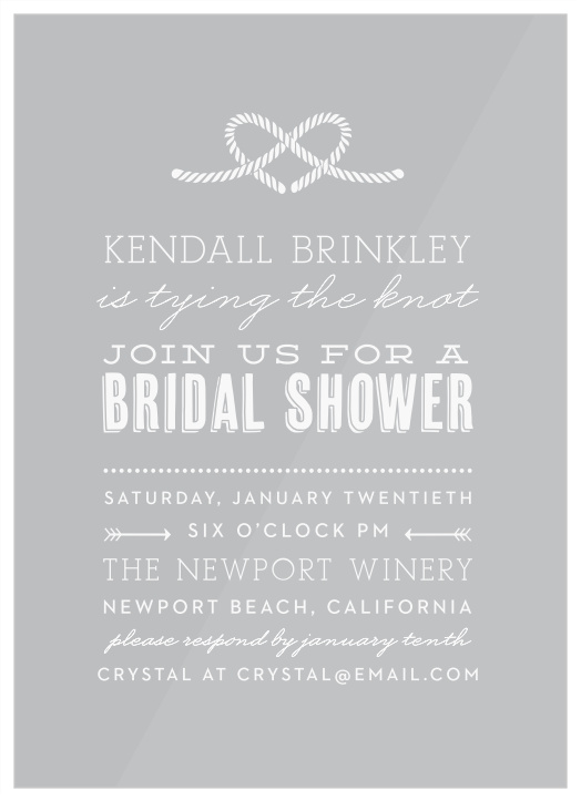 Celebrate that you are tying the knot soon with our Heart Knot Clear Bridal Shower Invitations!