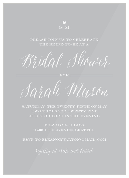 Our Simple Chic Clear Bridal Shower Invitations offer everything you need to ensure that your celebration is one of the best of your life.