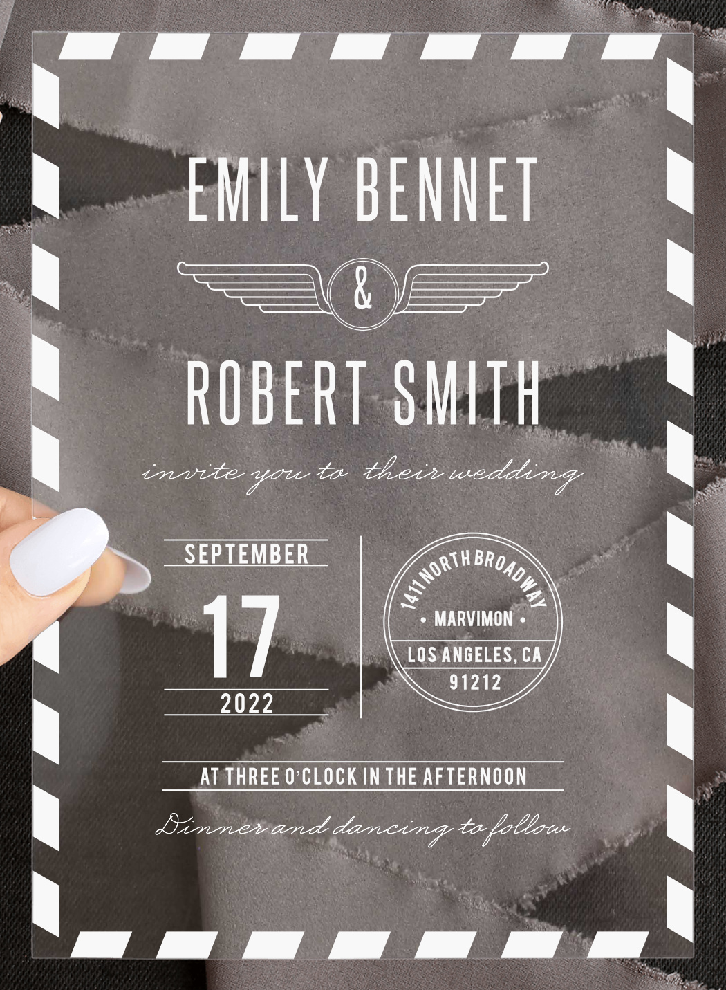 Unique Airmail Clear Wedding Invitations