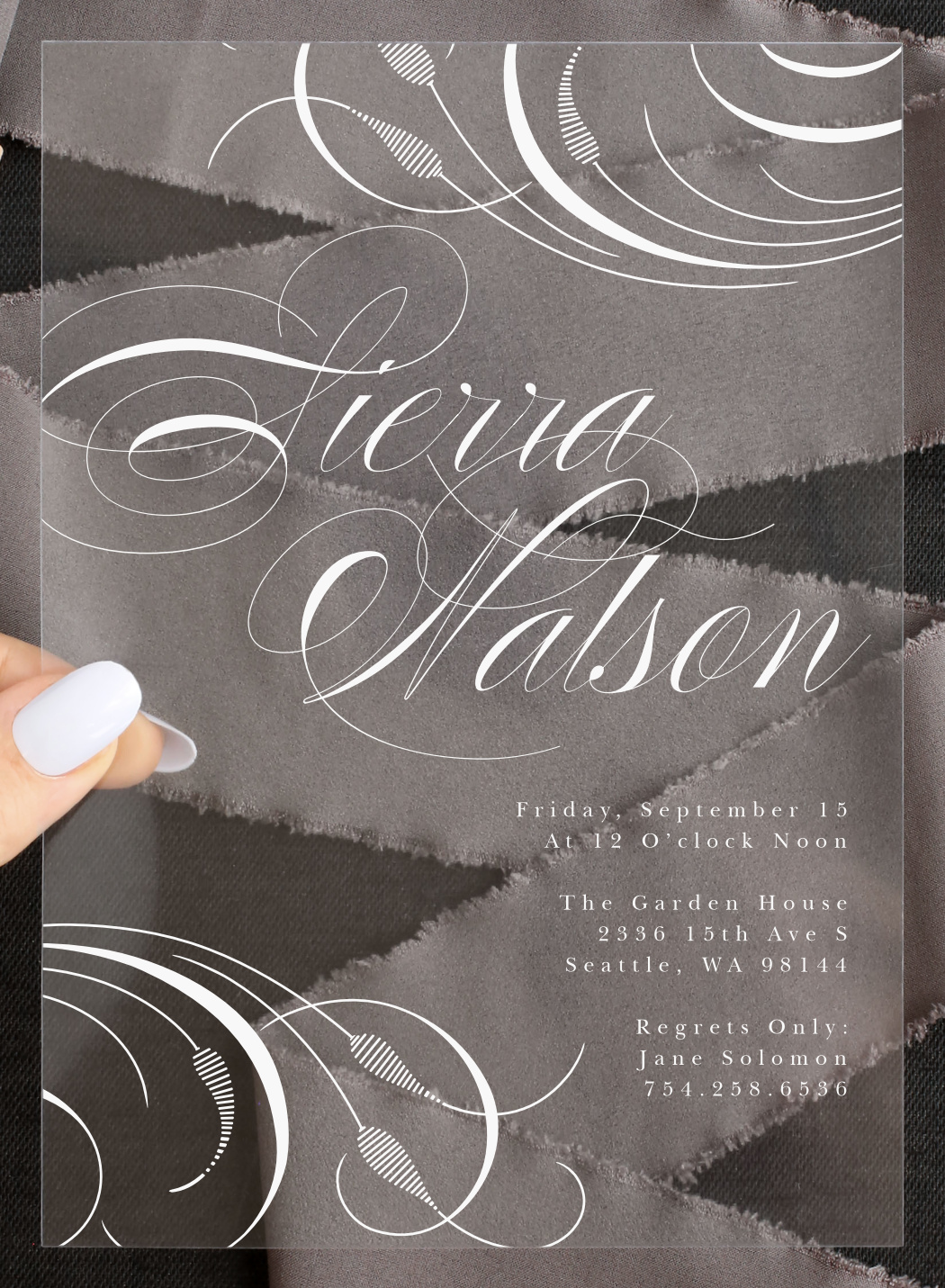 Beautiful Name Clear Bridal Shower Invitations