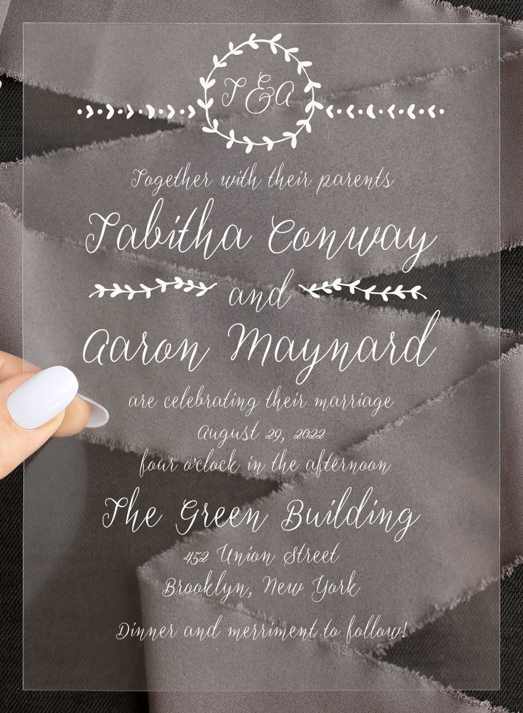 Swell Fronds Clear Wedding Invitations