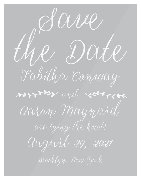 Get a head start on planning your wedding with these Swell Fronds Clear Save-the-Dates Cards.