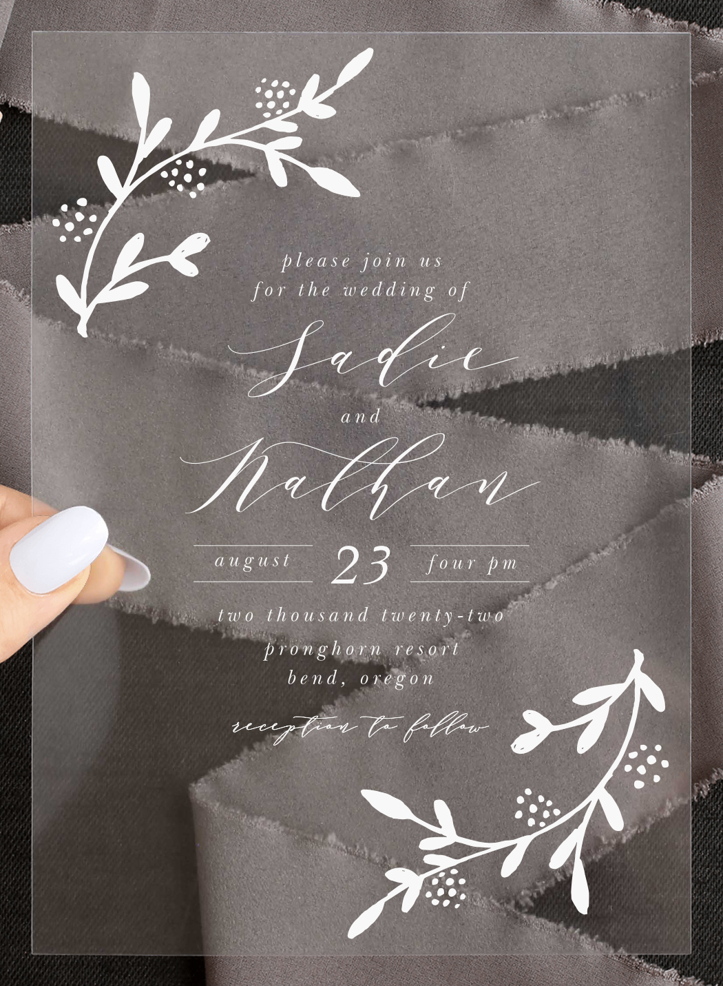 Lavish Berries Clear Wedding Invitations
