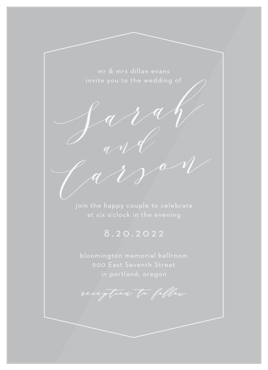 Enjoy the company of your friends and family when you use our Lovely Blush Clear Wedding Invitations.