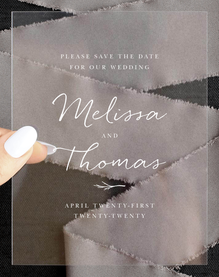 Weathered Branch Clear Save the Date Cards