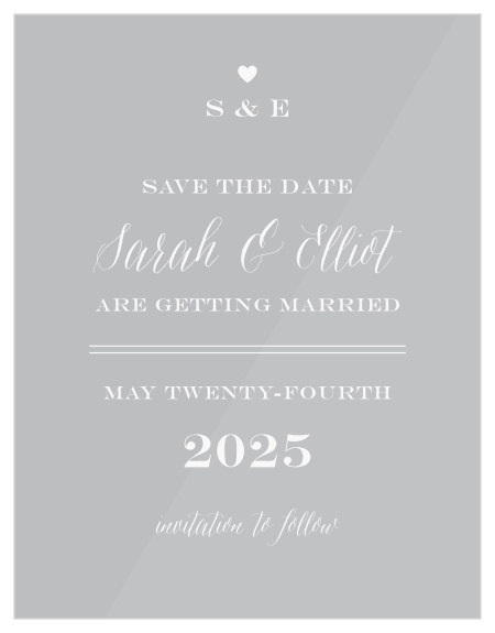 If simple is your style, look no further than the Rustic Chic Clear Save-the-Date Cards!