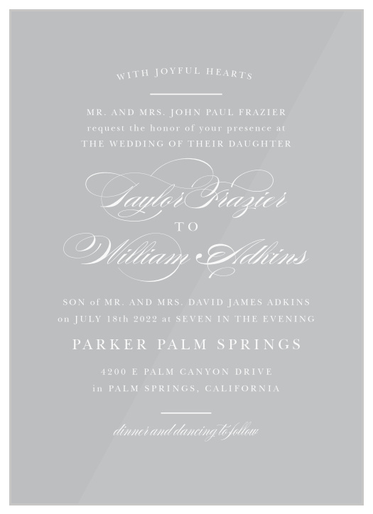 Announce your big day and all the details with our Chic Vintage Clear Wedding Invitations.