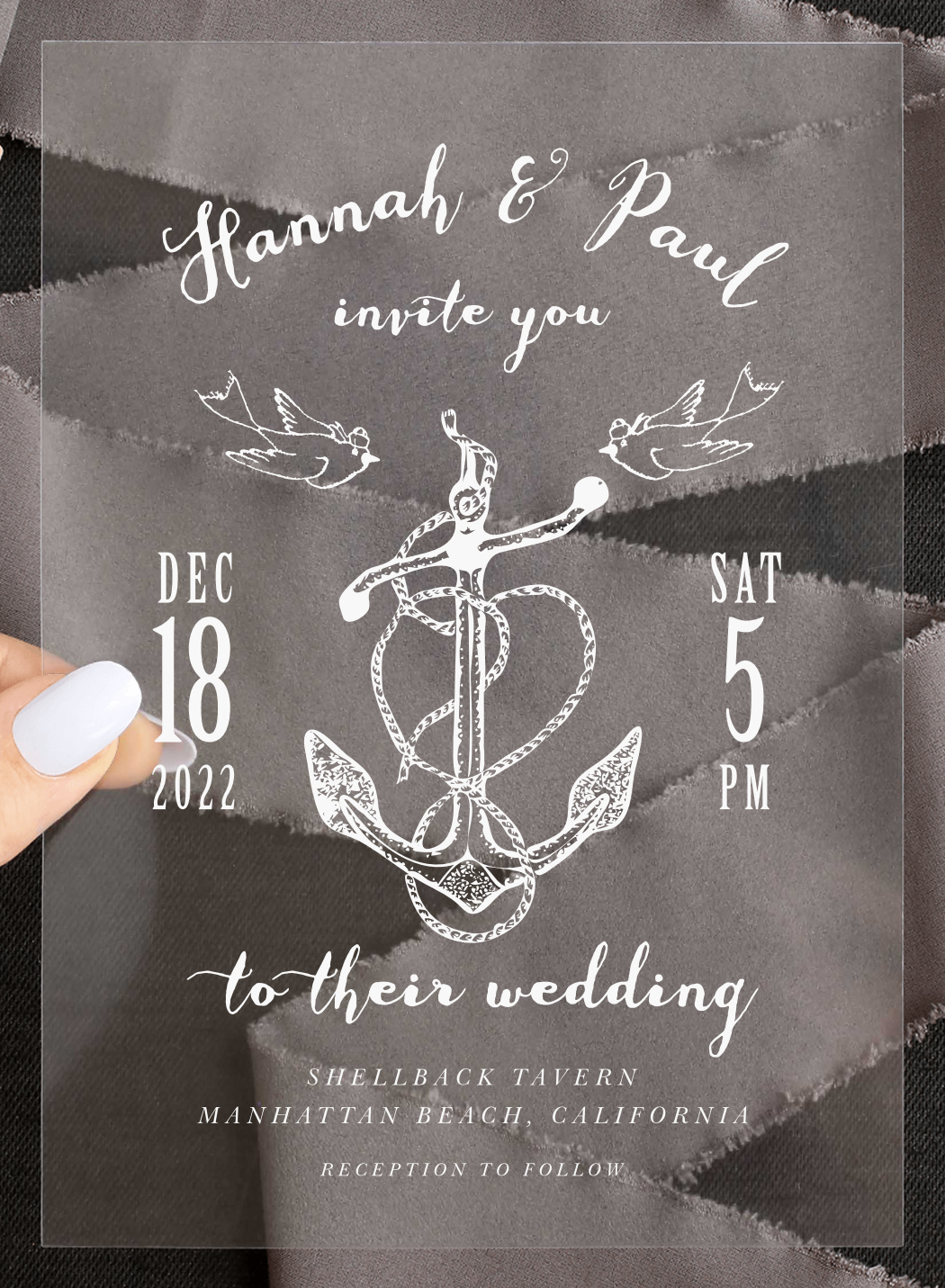 Anchors Away Clear Wedding Invitations