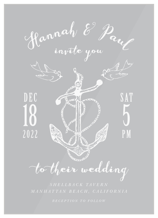 You will have smooth sailing when you invite your guests using the Anchors Aweigh Clear Wedding Invitation!