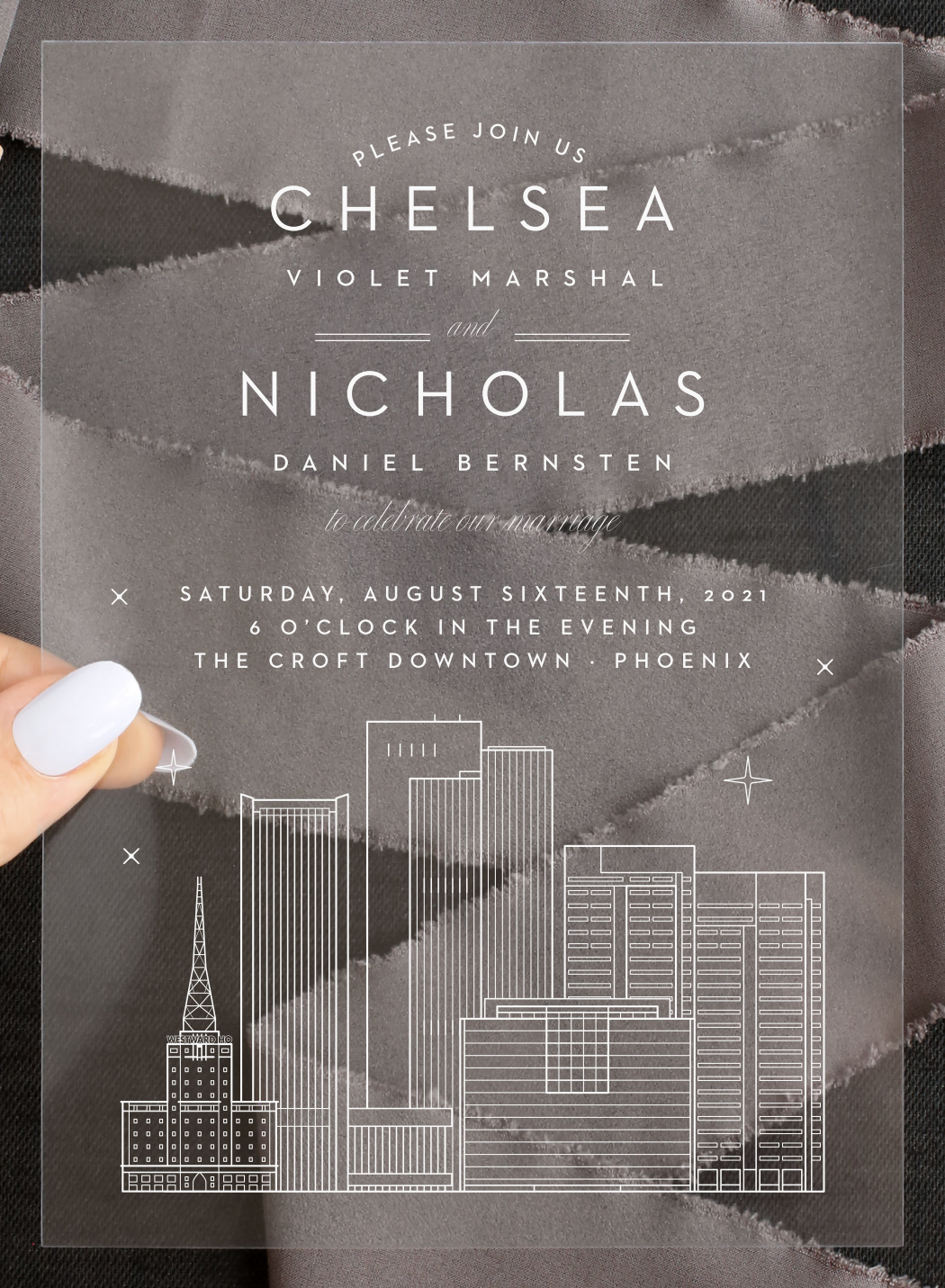 Phoenix Skyline Clear Wedding Invitations
