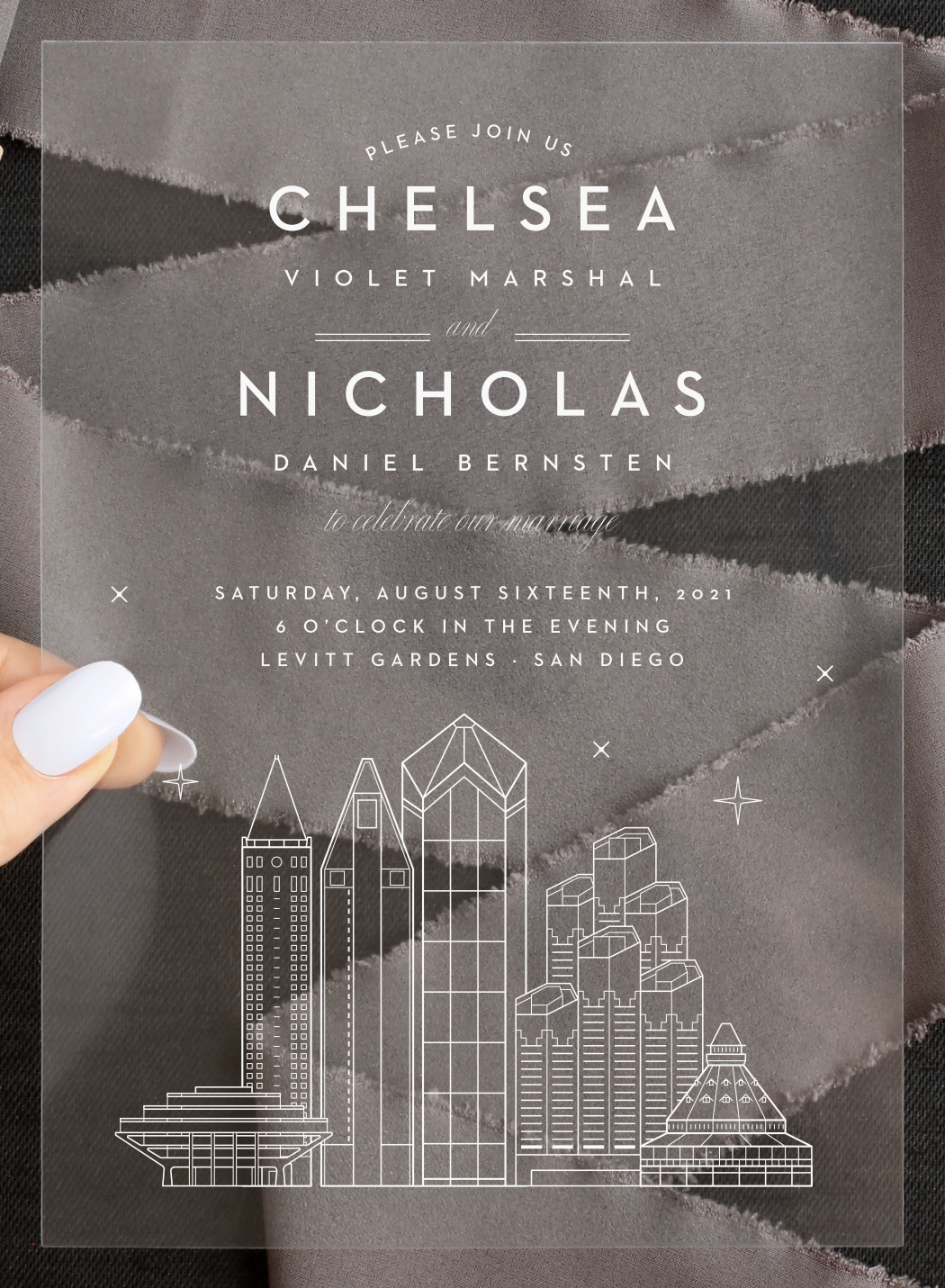 San Diego Skyline Clear Wedding Invitations
