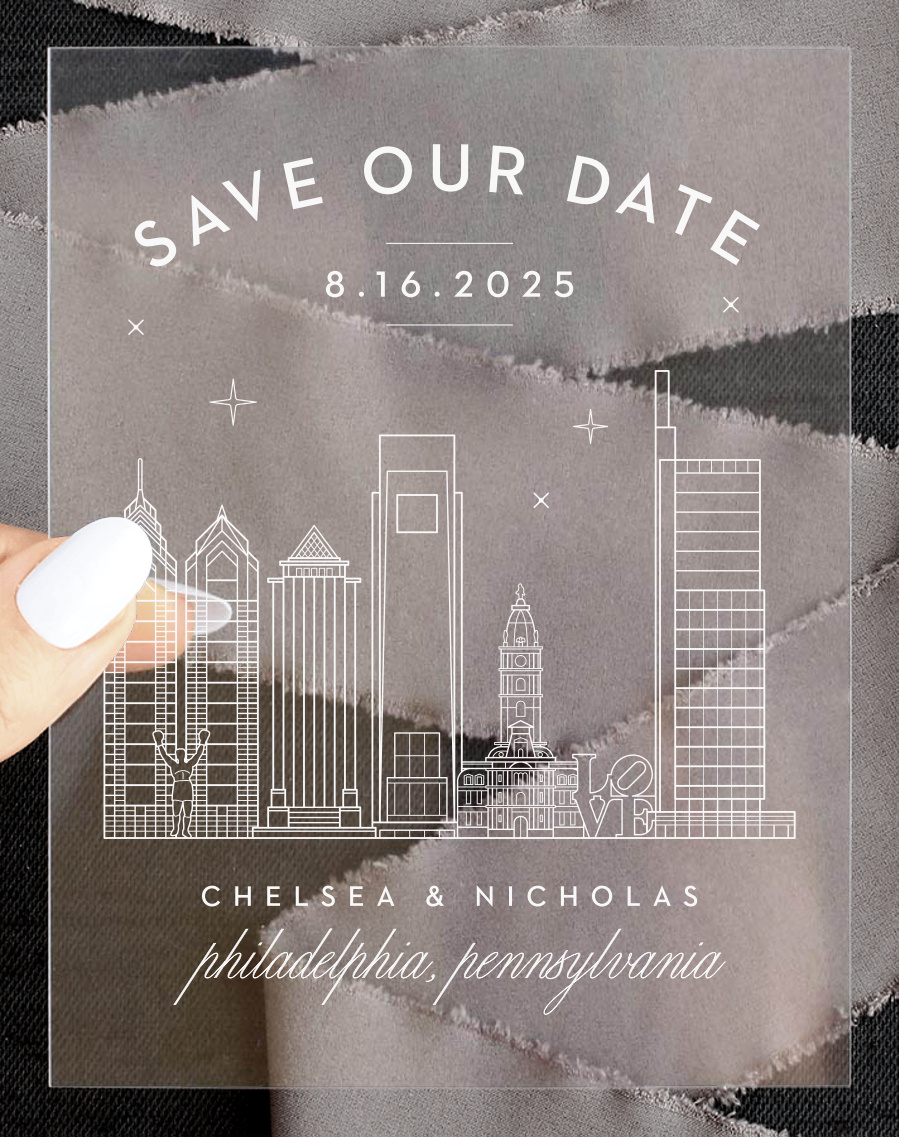 Philly Skyline Clear Save the Date Cards