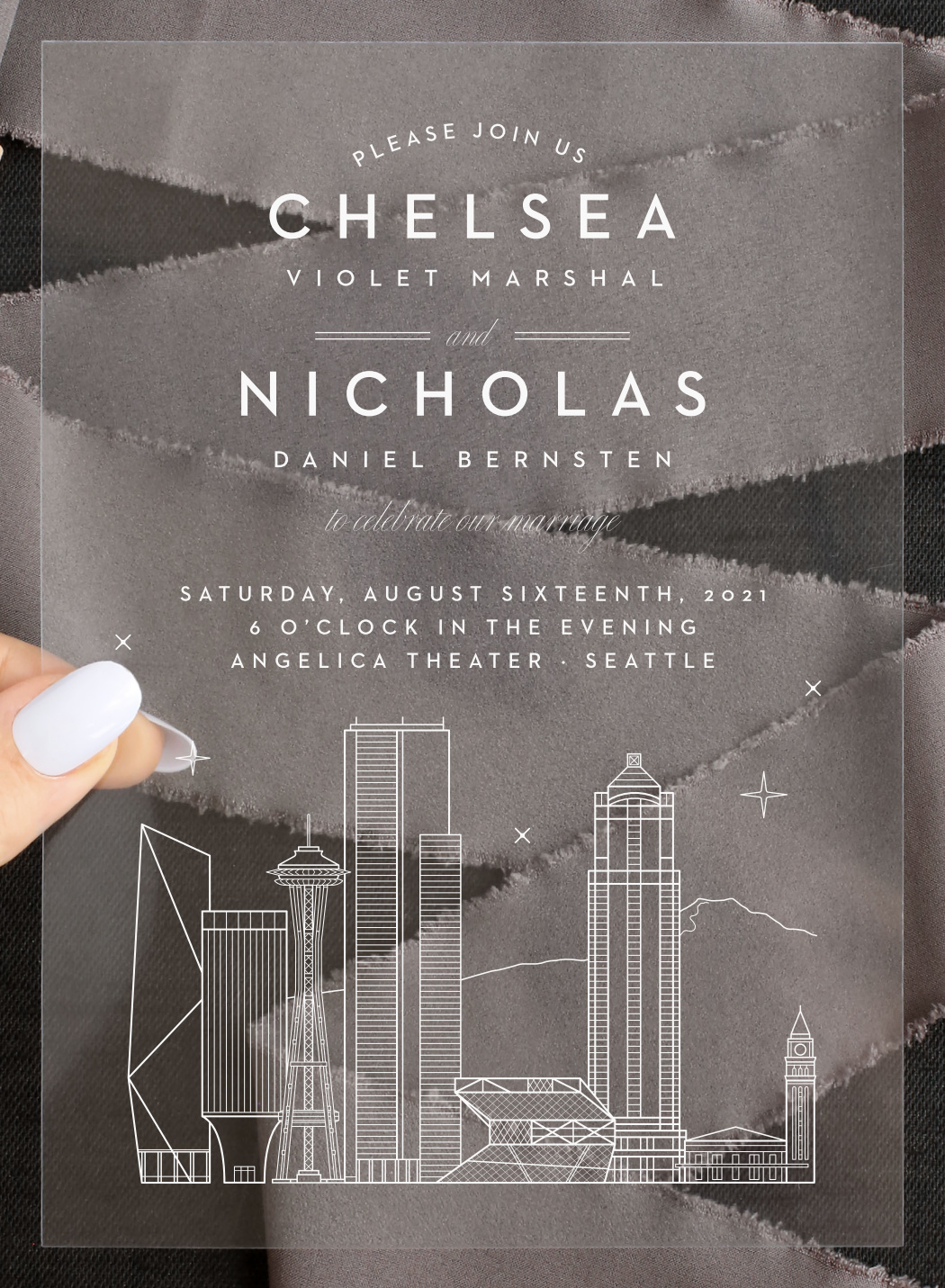 Seattle Skyline Clear Wedding Invitations