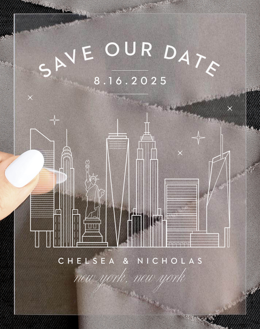 NYC Skyline Clear Save the Date Cards
