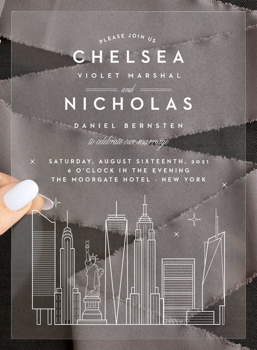 NYC Skyline Clear Wedding Invitations