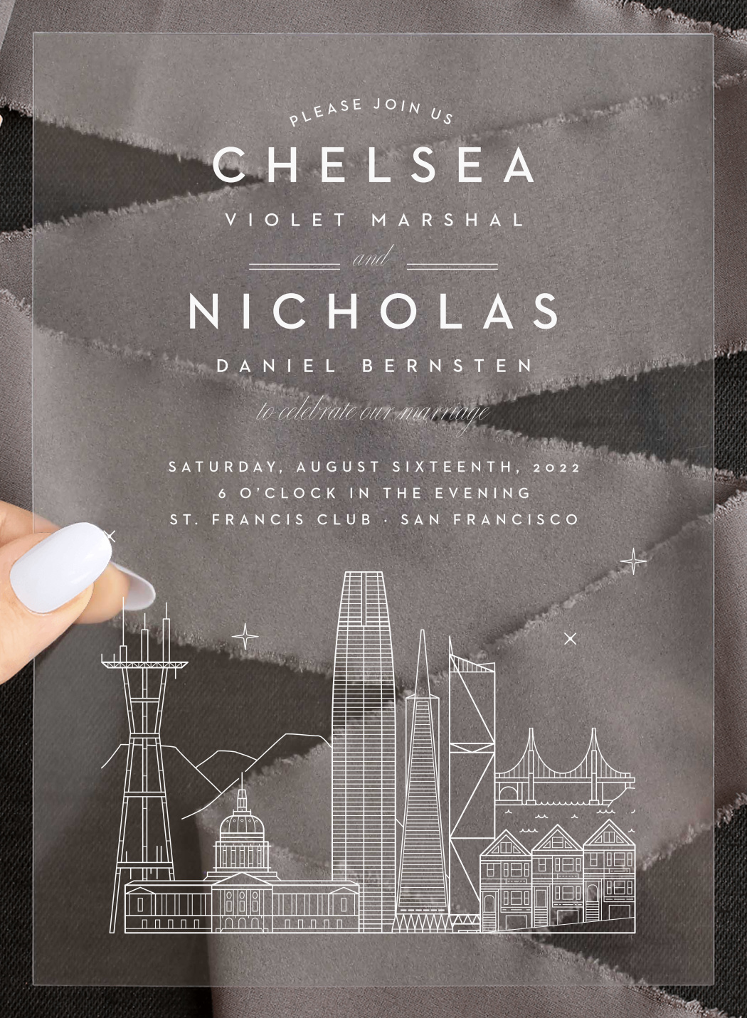 San Francisco Skyline Clear Wedding Invitations