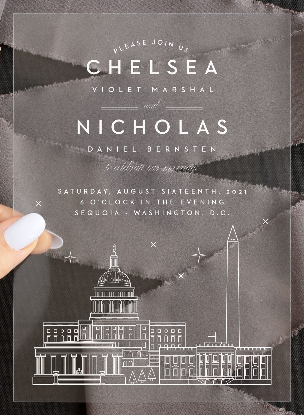 Washington D.C. Skyline Clear Wedding Invitations