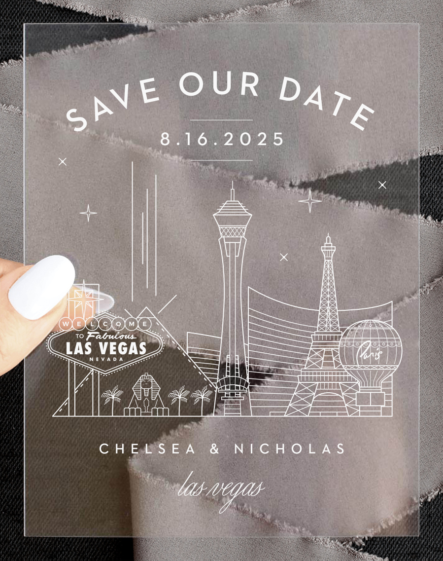 Las Vegas Skyline Clear Save the Date Cards