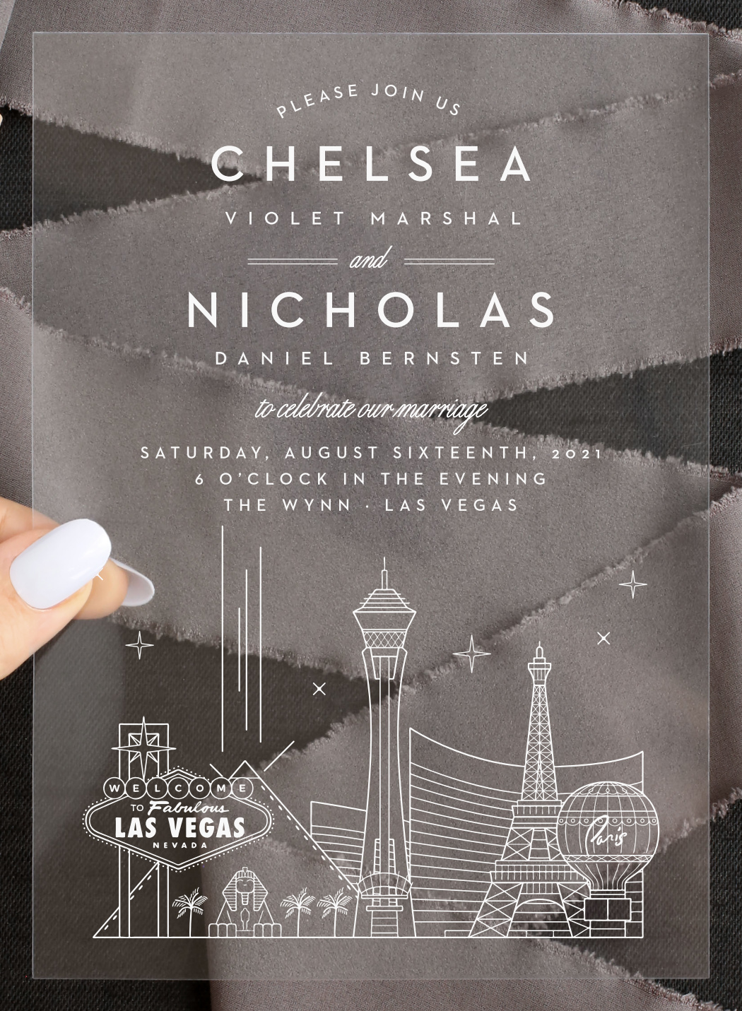Las Vegas Skyline Clear Wedding Invitations