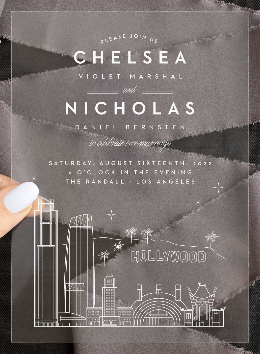 Los Angeles Skyline Clear Wedding Invitations