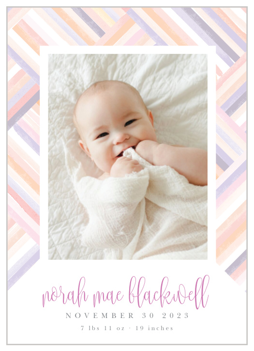 Share your joy with all your friends and loved ones with the Pastel Stripes Birth Announcement. 
