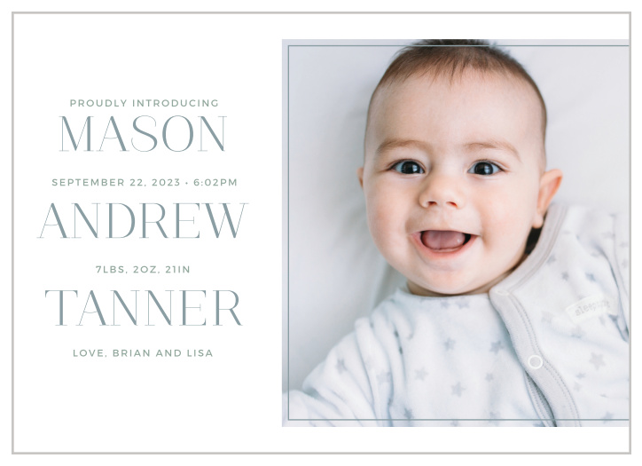 Introduce your new bundle of joy to your family and friends with our All About Me Birth Announcements.