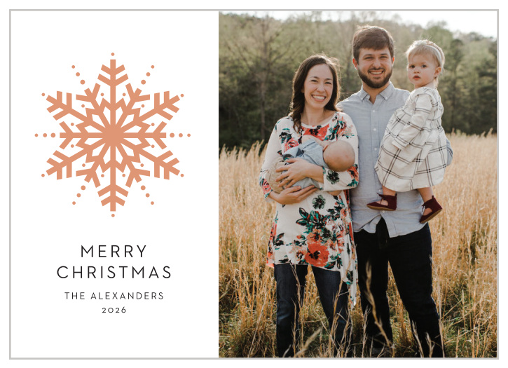 An unforgettable photo adorns the surface of our Dotted Snowflake Christmas Cards, keeping the focus of the season on your beautiful family.