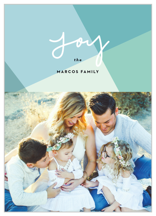 This is the perfect card to represent a winter theme without being obvious. Accompany it with a lovely photo of your favorite smiling faces to put one on those who see them!