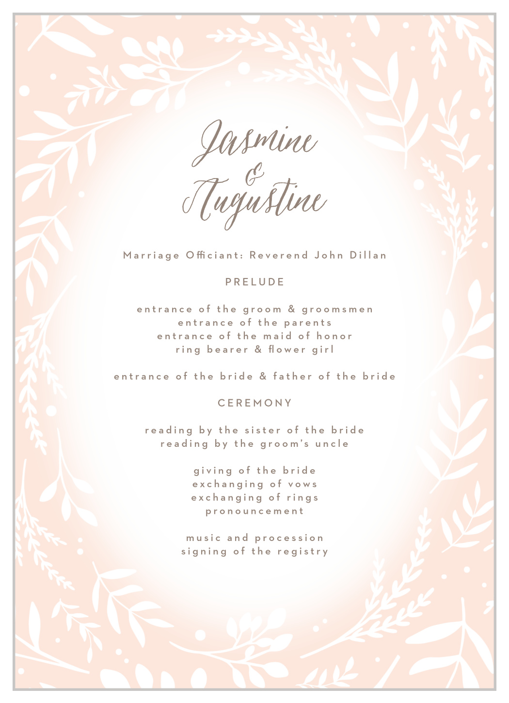 Flowering Script Wedding Programs