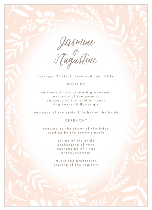 Flowering Script Wedding Programs