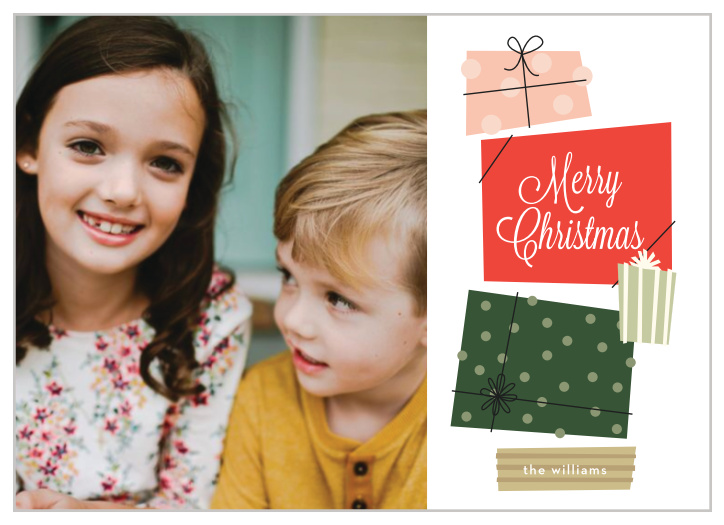 The season for giving is the perfect time to send your loved ones our Stacked Gifts Christmas Cards.