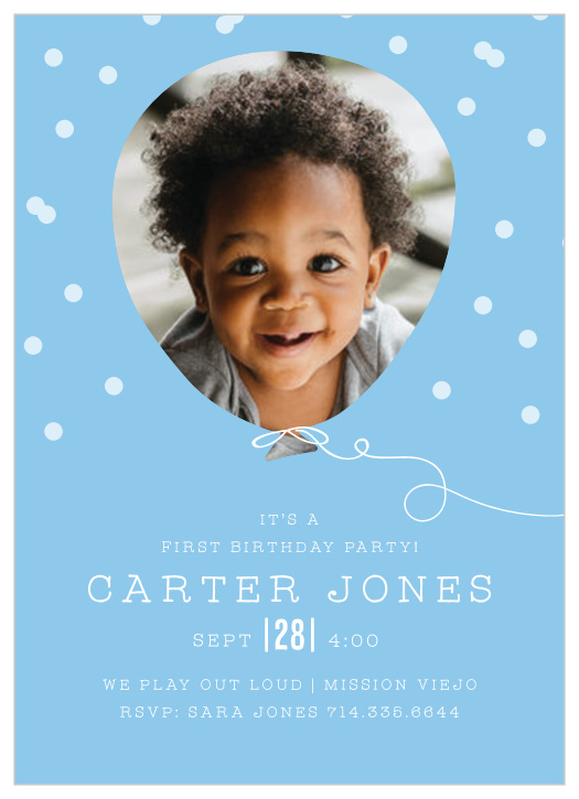 Our Balloon Frame First Birthday Invitations are a wonderful way to gather your closest friends and family together to celebrate your child's birthday! 