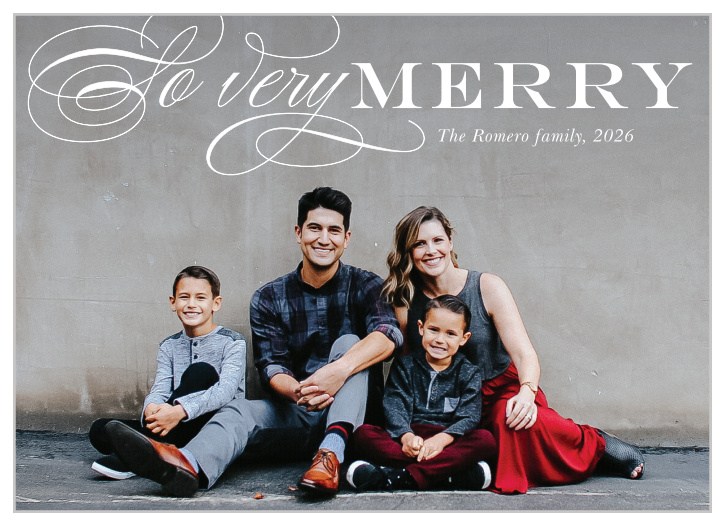 Send your festive spirit to family and friends with the classic look of our Very Merry Holiday Cards. 