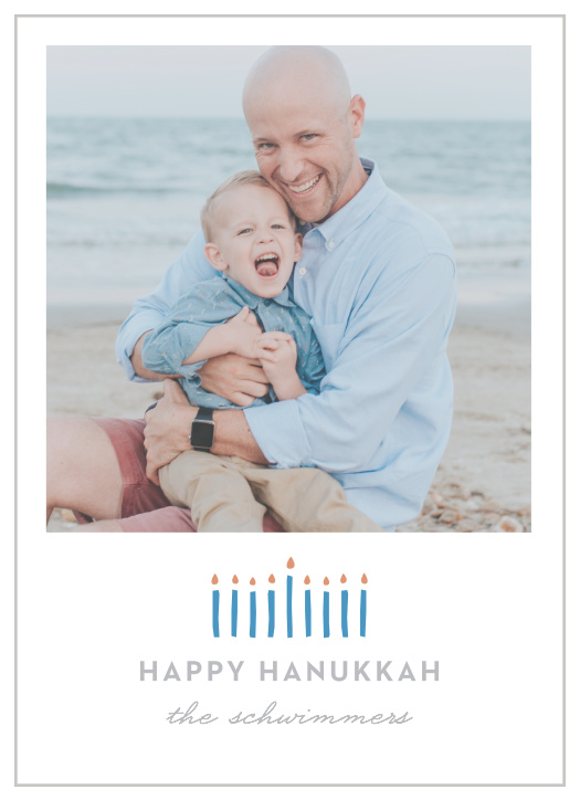 Send a smile to your loved ones this year with our Modern Menorah Hanukkah Cards.