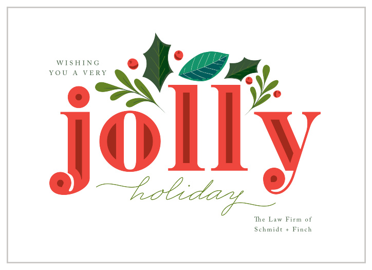 Our Jolly Mistletoe Corporate Holiday Cards are the perfect way to show your appreciation for clients and employees alike!