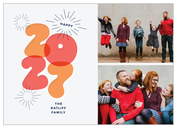 Our Poppin' New Year New Years Cards are a fun, celebratory design to introduce the upcoming year!
