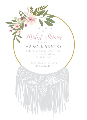 Invite your friends and family to celebrate you and your next chapter with our Boho Wreath Bridal Shower Invitations.
