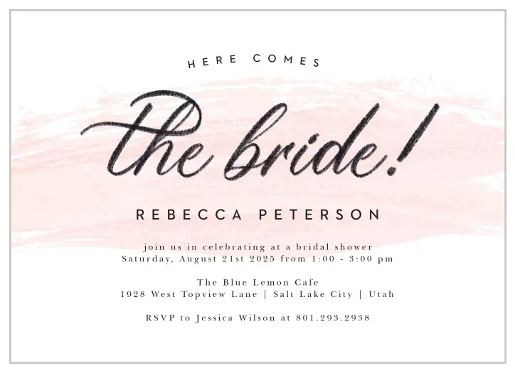 Bring your friends and family together to celebrate your upcoming big day with our Watercolor Swash Bridal Shower Invitations!