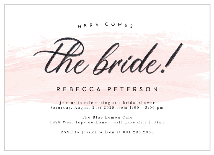 Bring your friends and family together to celebrate your upcoming big day with our Watercolor Swash Bridal Shower Invitations!