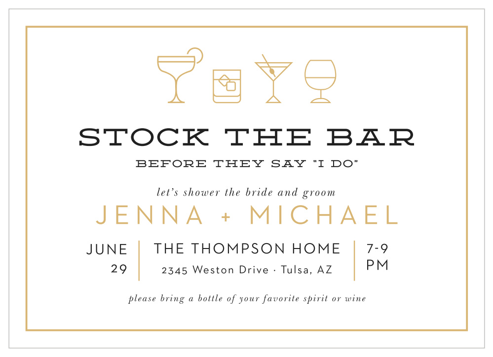 Bar Essentials Bridal Shower Invitations