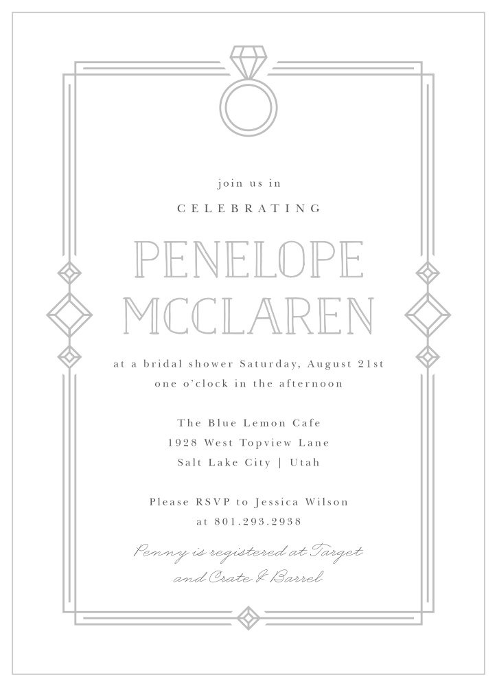 Monoline Frame Bridal Shower Invitations