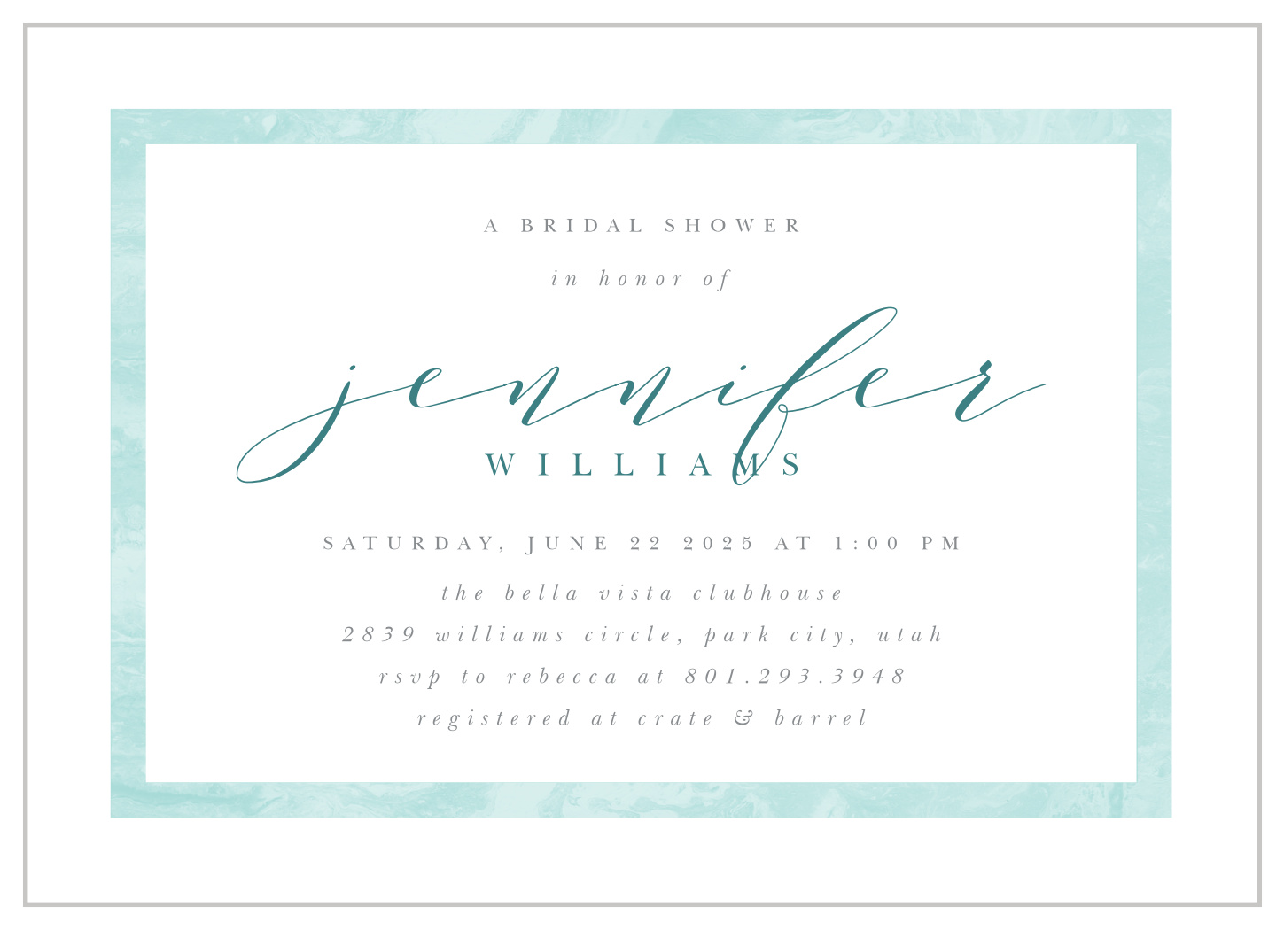 Soft Frame Bridal Shower Invitations