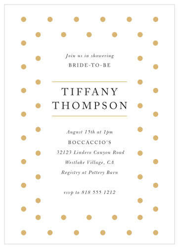 Bring close friends and family together to shower the bride-to-be with our Classic Dots Bridal Shower Invitations.