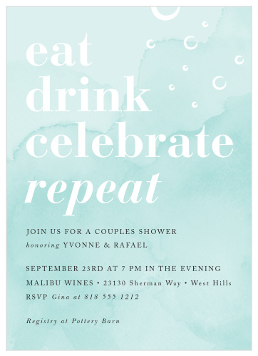 Get ready to celebrate with our Eat Drink Bridal Shower Invitations. 