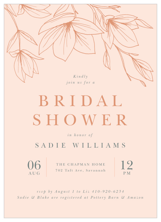 Our Magnolia Branches Bridal Shower Invitations are the perfect way to surround yourself with your friends and family for your pre-wedding fun!