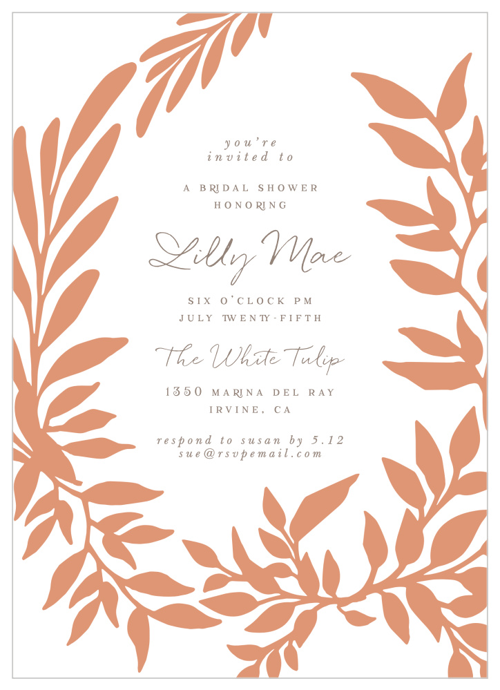 Leafy Crown Bridal Shower Invitations
