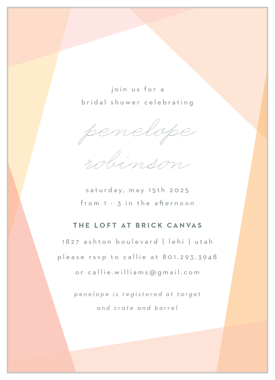 Pristine Overlays Bridal Shower Invitations